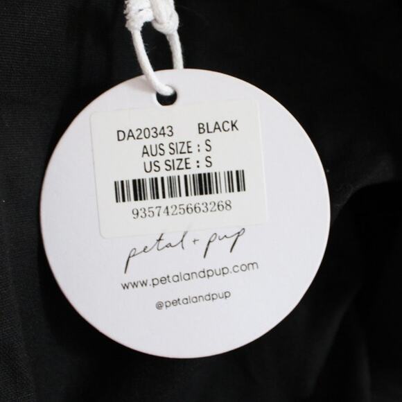 NWT Petal and Pup Linen Blend Square Neck Puff Short Sleeve Mini Dress Black S - Picture 3 of 9